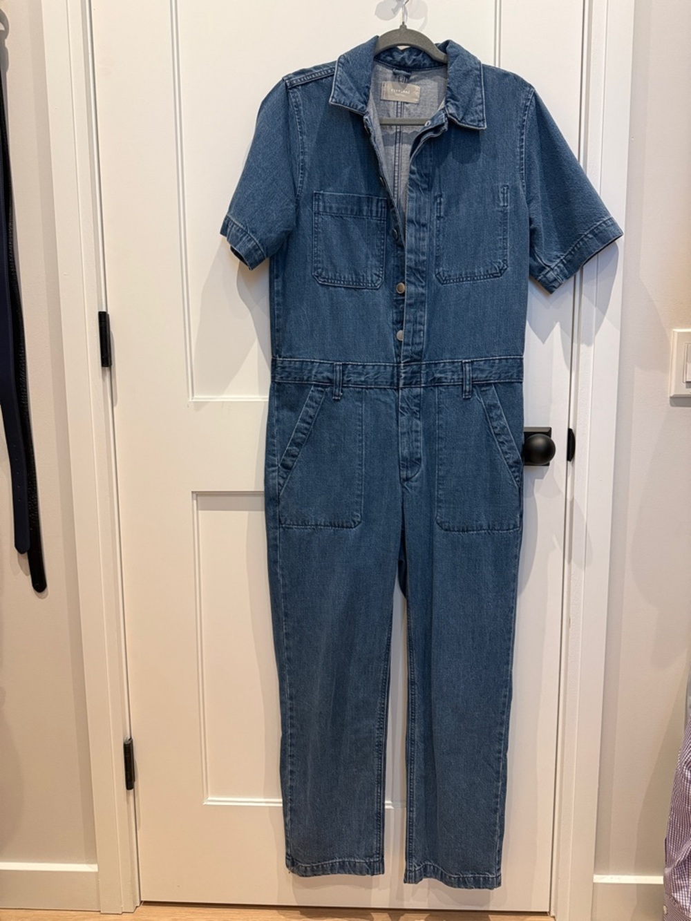 Everlane Denim Short-Sleeve Jumpsuit - Light Blue